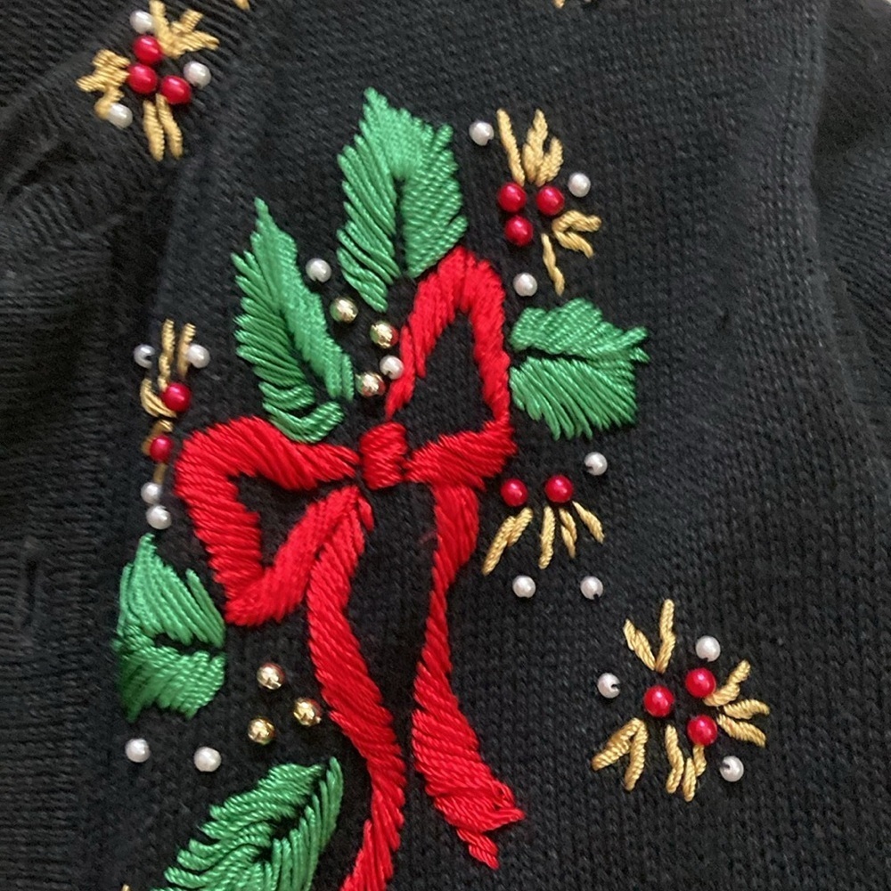 Vintage Victoria jones Christmas holiday embroidered cardigan - Picture 3 of 3